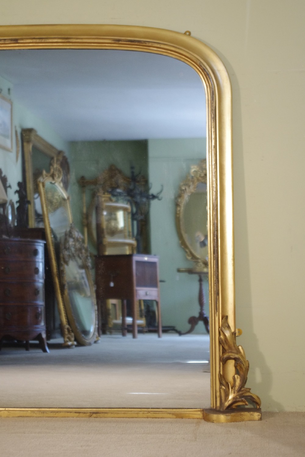 Victorian Gilt Large Arch Top Overmantle Mirror View IV