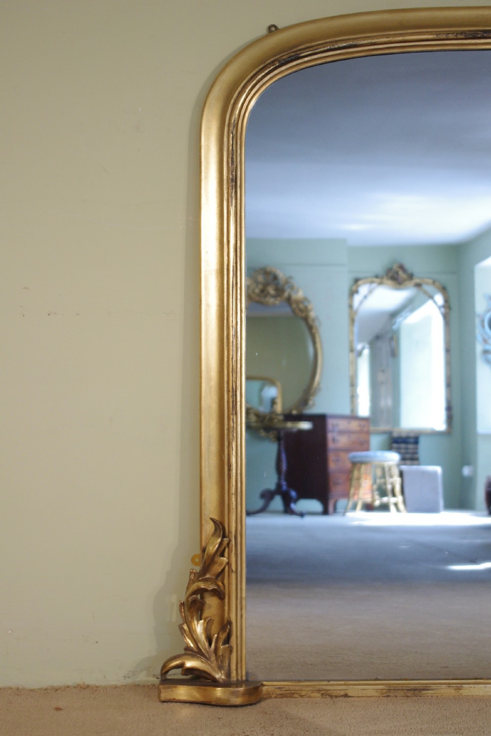 Victorian Gilt Large Arch Top Overmantle Mirror View V