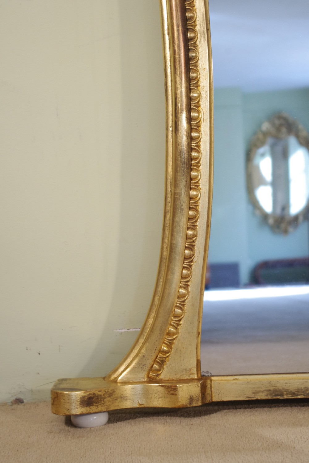 English Victorian Gilt Large Arch Top Overmantle Mirror View VI