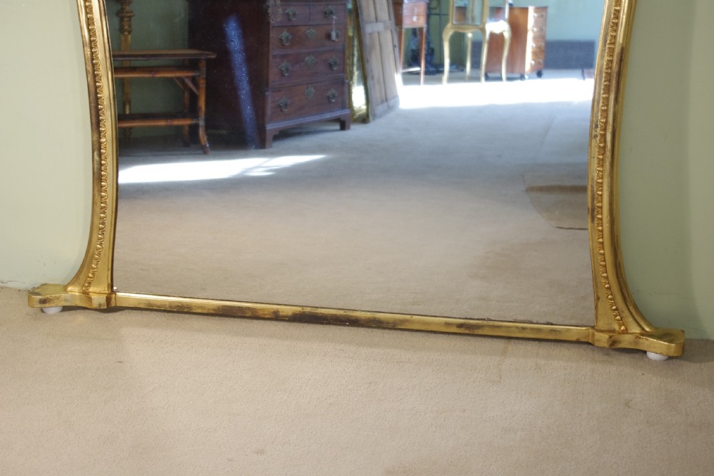 English Victorian Gilt Large Arch Top Overmantle Mirror View VIII