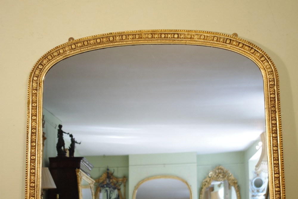 19th Century English Gilt Large Arch Top Overmantle Mirror View II