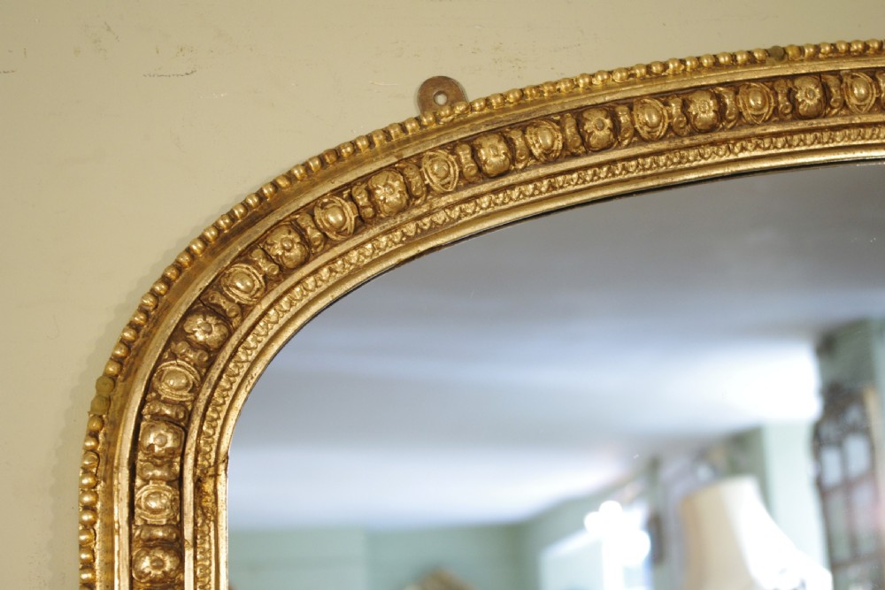 19th Century English Gilt Large Arch Top Overmantle Mirror View III
