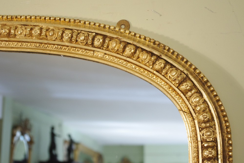 19th Century English Gilt Large Arch Top Overmantle Mirror View IV