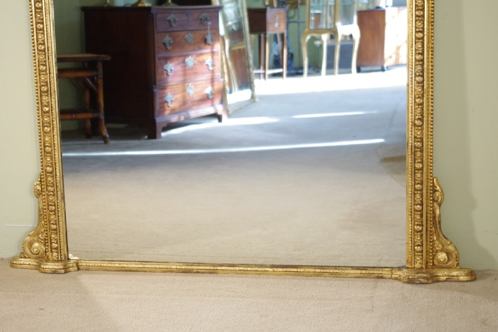 19th Century English Gilt Large Arch Top Overmantle Mirror View VI