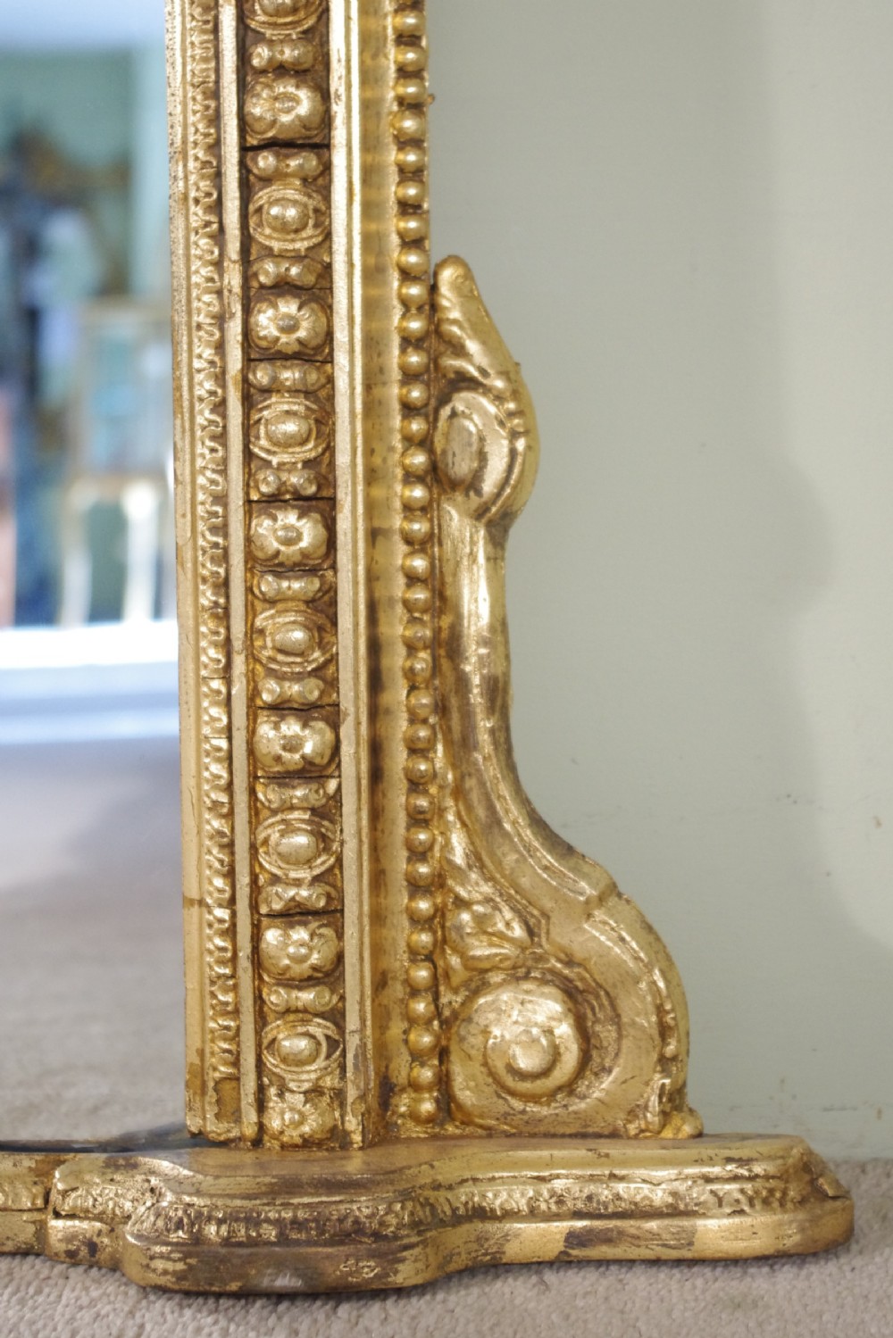 19th Century English Gilt Large Arch Top Overmantle Mirror View VIII