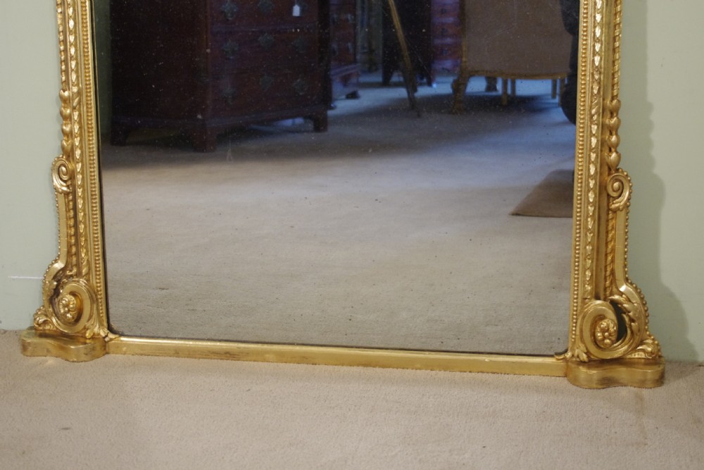 Gilt Large Arch Top Overmantle Mirror View VI