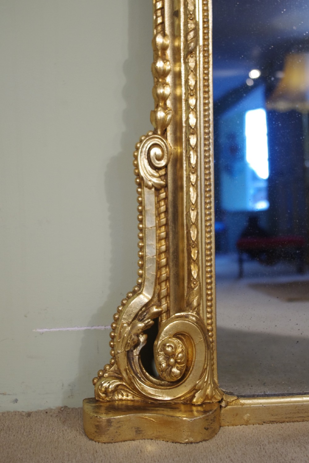 Gilt Large Arch Top Overmantle Mirror View VII