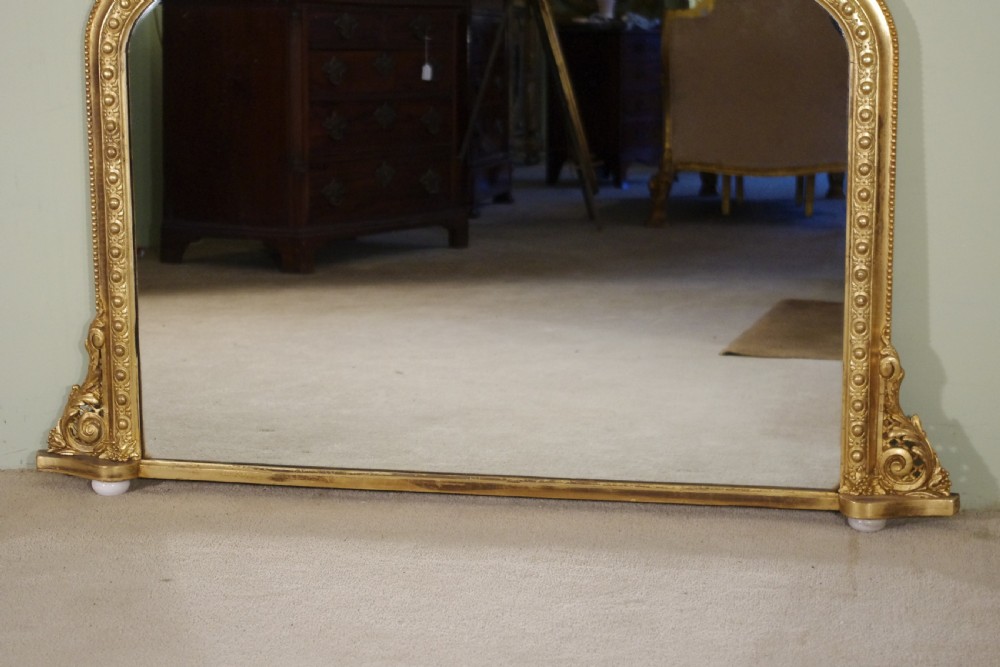 Victorian Gilt Large Arch Top Overmantle Mirror View VII