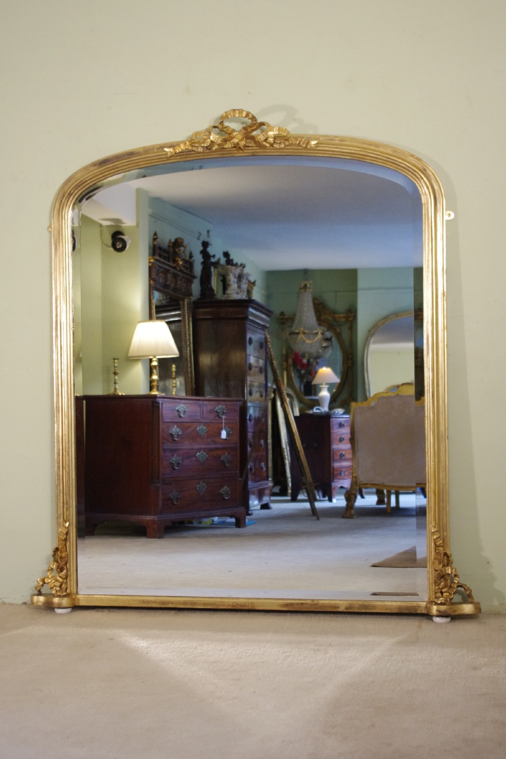 19th Century English Gilt Large Overmantle Mirror