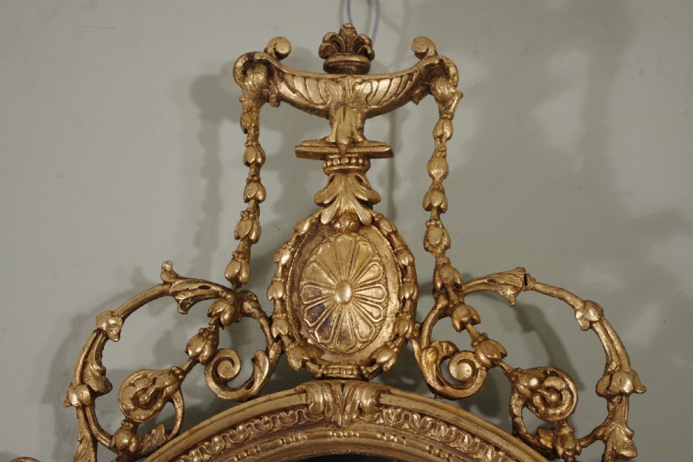 English Victorian Gilt Oval Adam Style Wall Mirror View IV