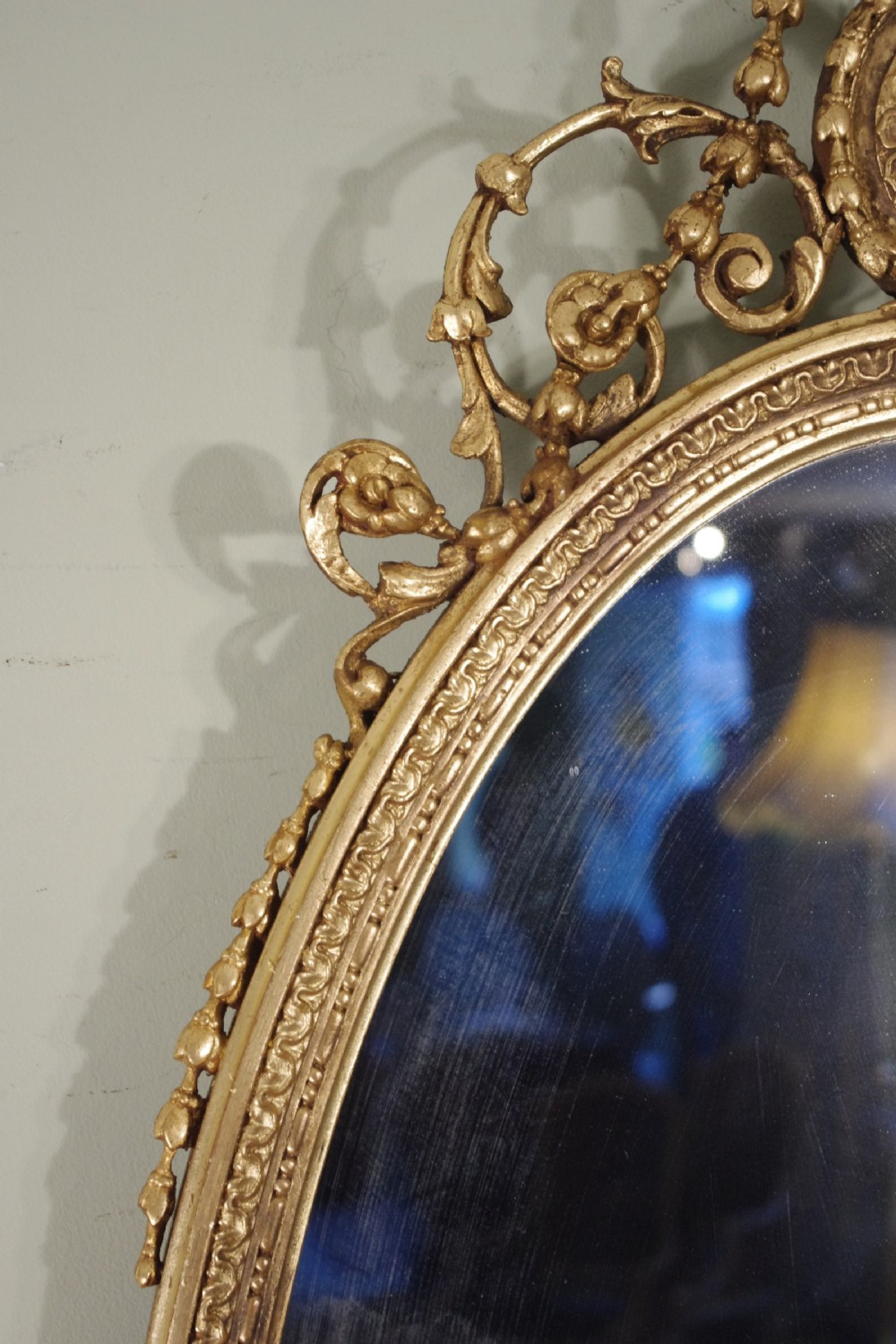 English Victorian Gilt Oval Adam Style Wall Mirror View V