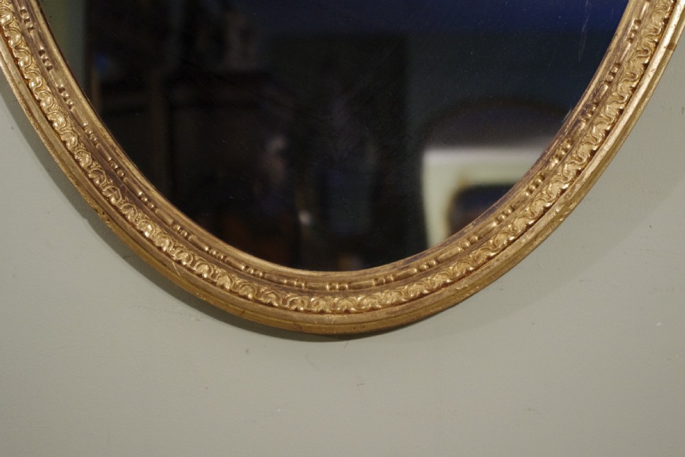 English Victorian Gilt Oval Adam Style Wall Mirror View VI
