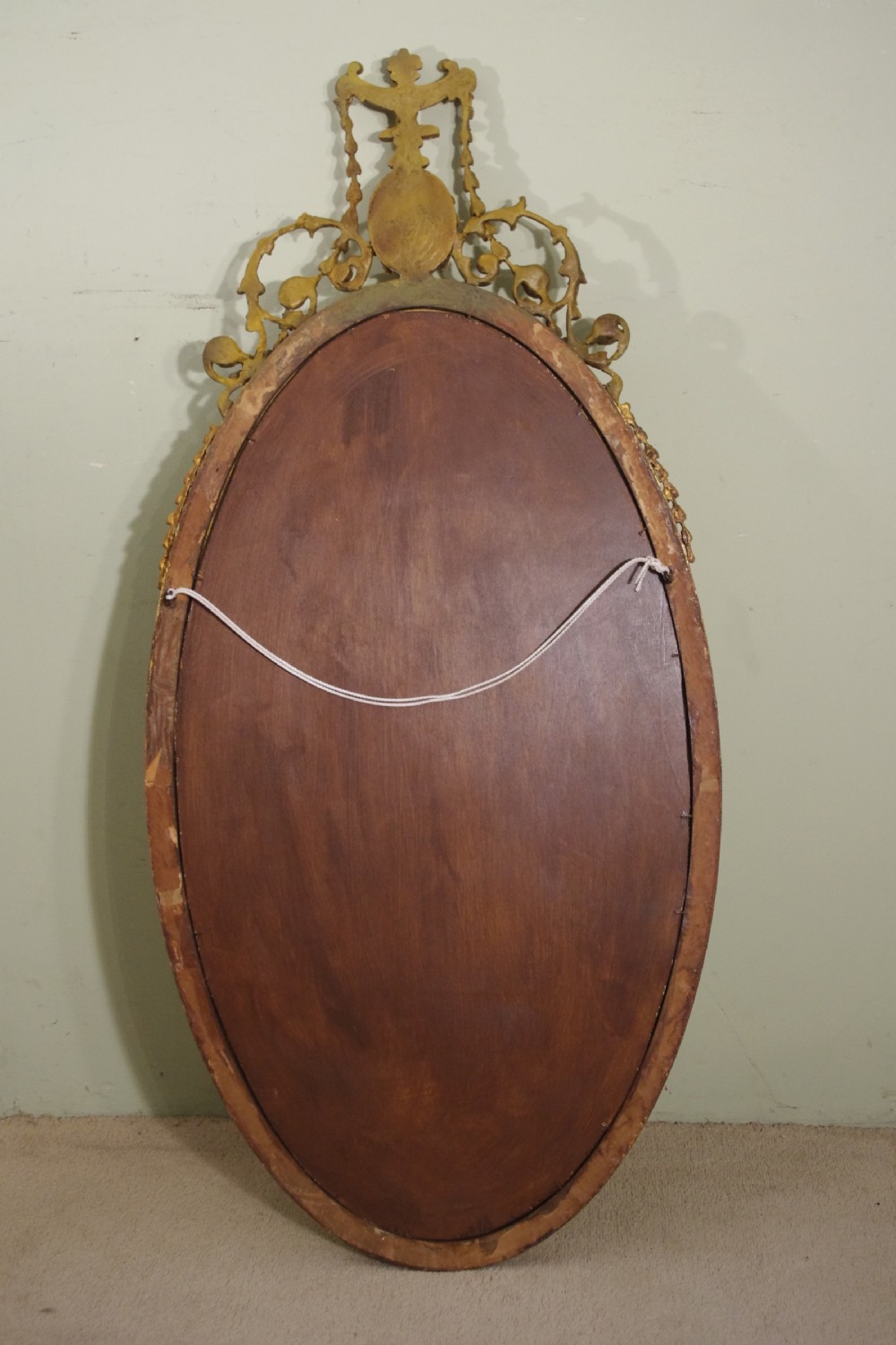 English Victorian Gilt Oval Adam Style Wall Mirror View VII