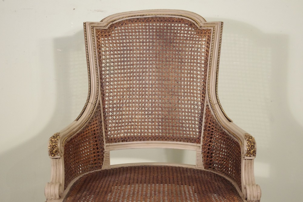 Pair French Painted Cane Armchairs  View VI