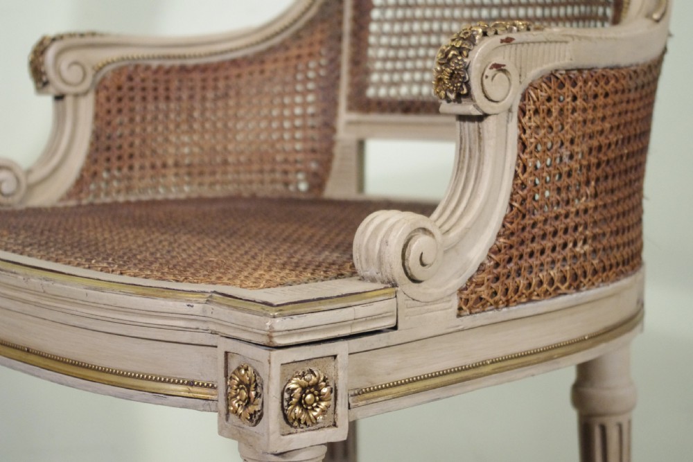 Pair French Painted Cane Armchairs  View VIII