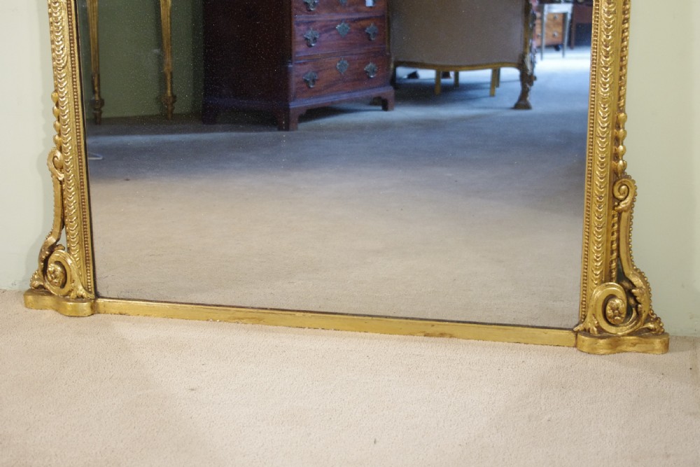 English Victorian Gilt Large Arch Top Overmantle Mirror View III