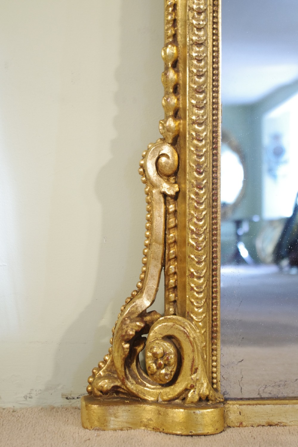 English Victorian Gilt Large Arch Top Overmantle Mirror View IV