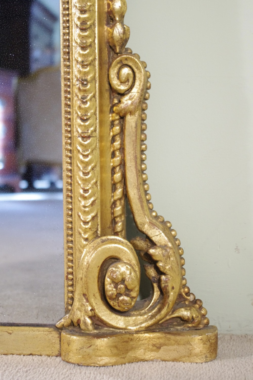 English Victorian Gilt Large Arch Top Overmantle Mirror View V