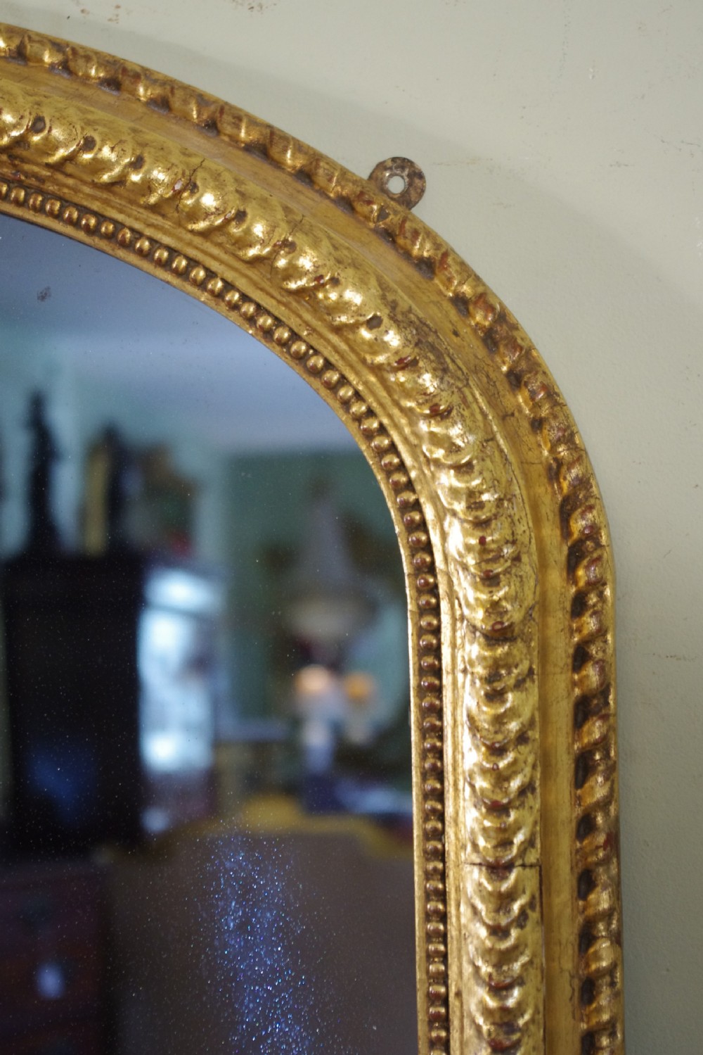 English Victorian Gilt Large Arch Top Overmantle Mirror View VI