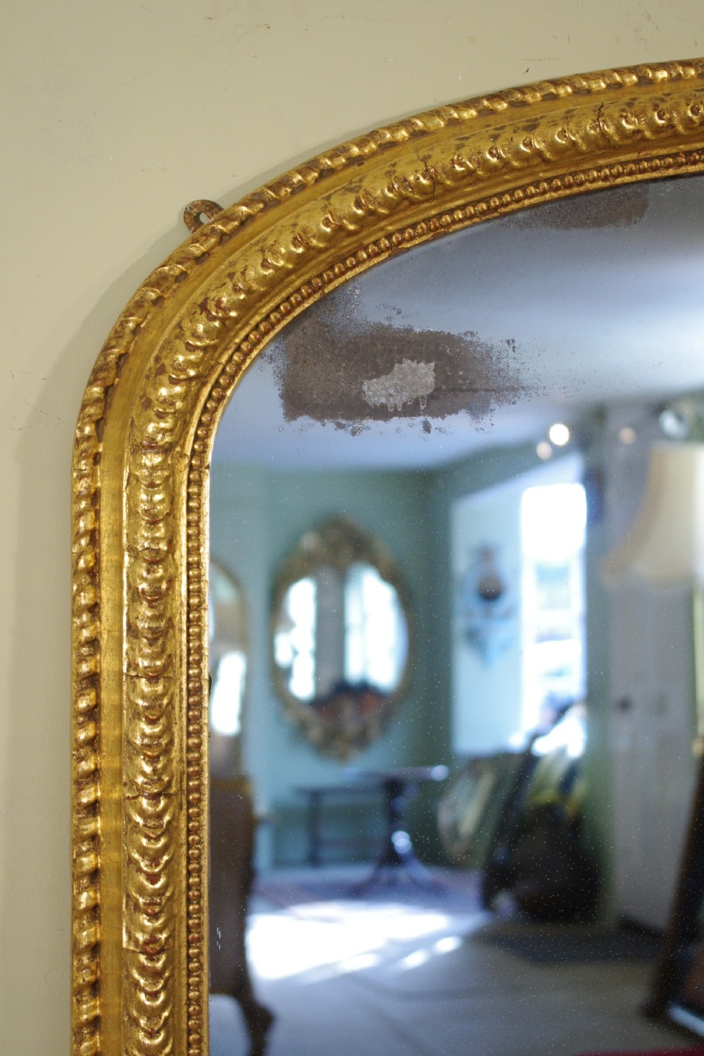 English Victorian Gilt Large Arch Top Overmantle Mirror View VIII