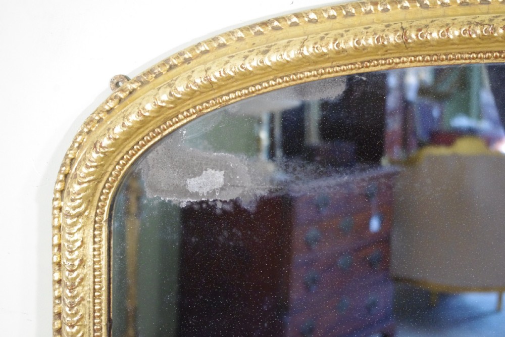 English Victorian Gilt Large Arch Top Overmantle Mirror View IX