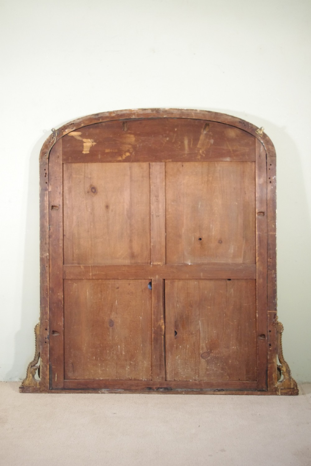 English Victorian Gilt Large Arch Top Overmantle Mirror View X