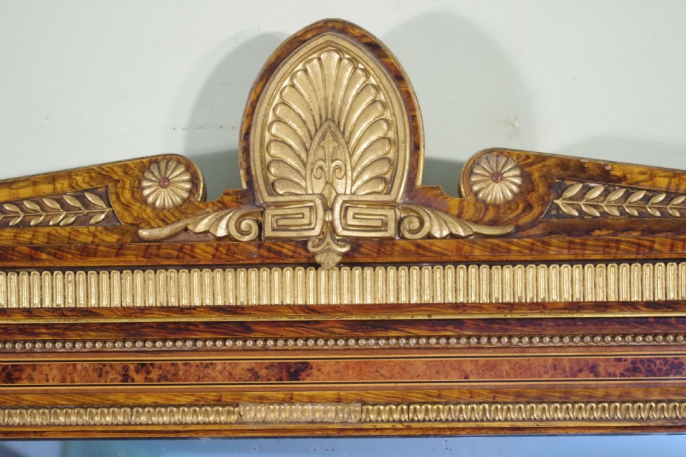 English Victorian Simulated Walnut and Parcel-Gilt Large Overmantle Mirror View IV