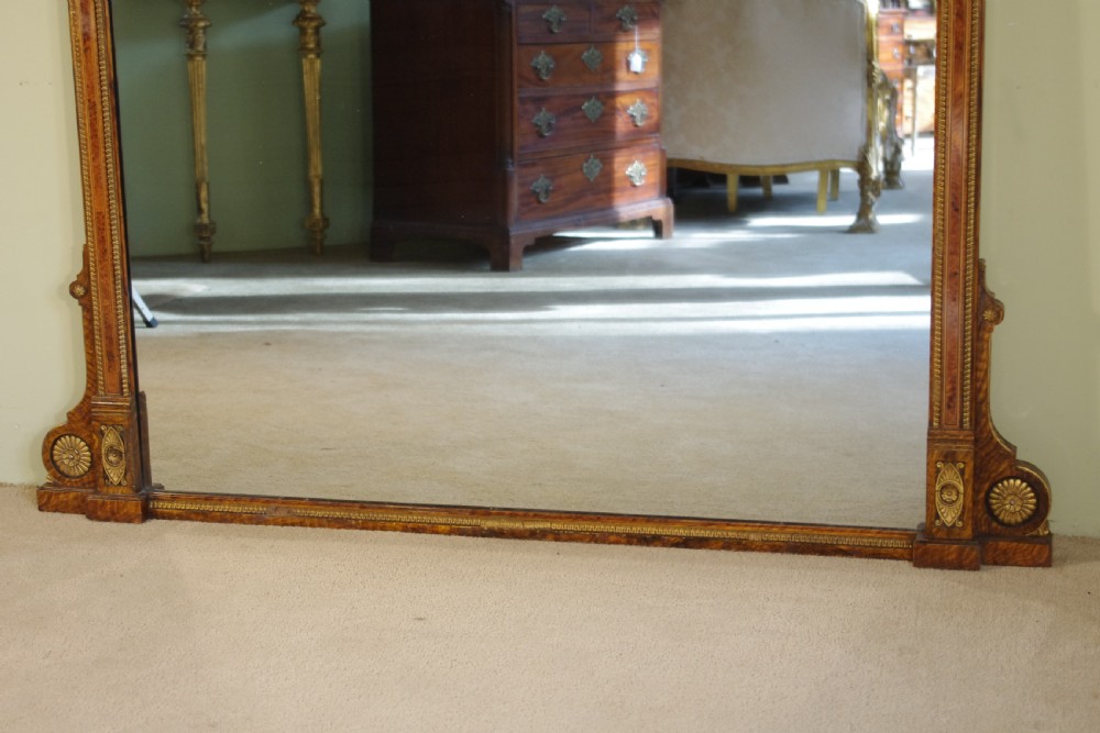 English Victorian Simulated Walnut and Parcel-Gilt Large Overmantle Mirror View XII