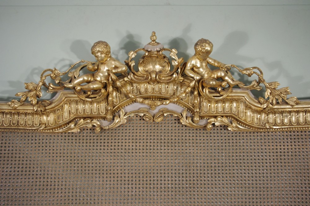 Pair Painted and Parcel-Gilt Cane 5ft Double/Kingsize Headboards/Beds View V