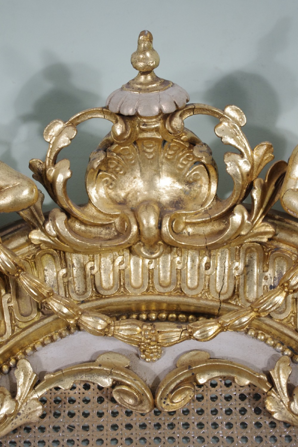 Pair Painted and Parcel-Gilt Cane 5ft Double/Kingsize Headboards/Beds View X