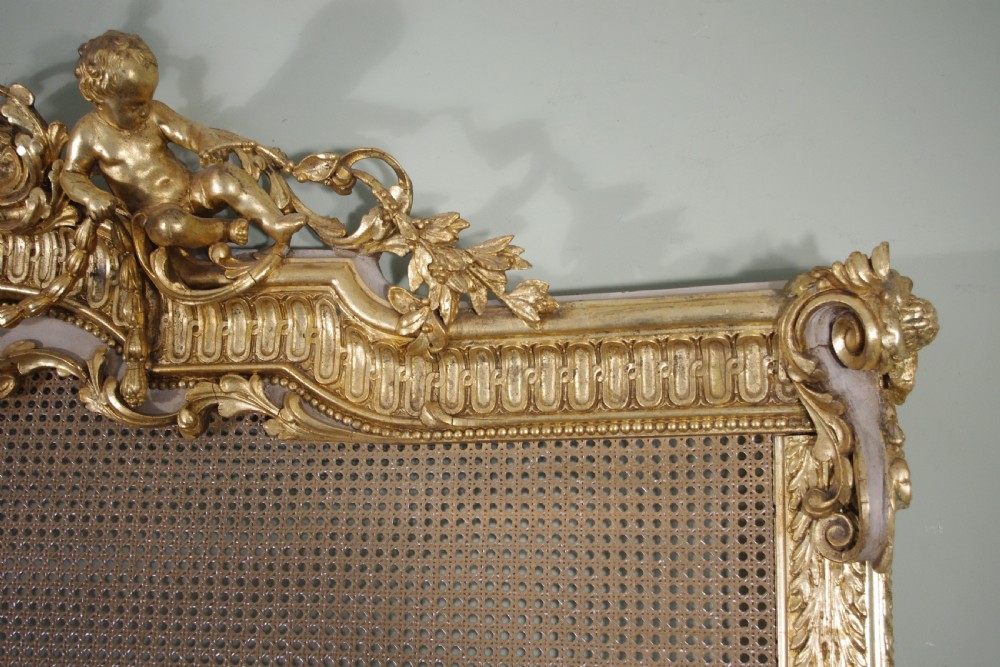 Pair Painted and Parcel-Gilt Cane 5ft Double/Kingsize Headboards/Beds View XII