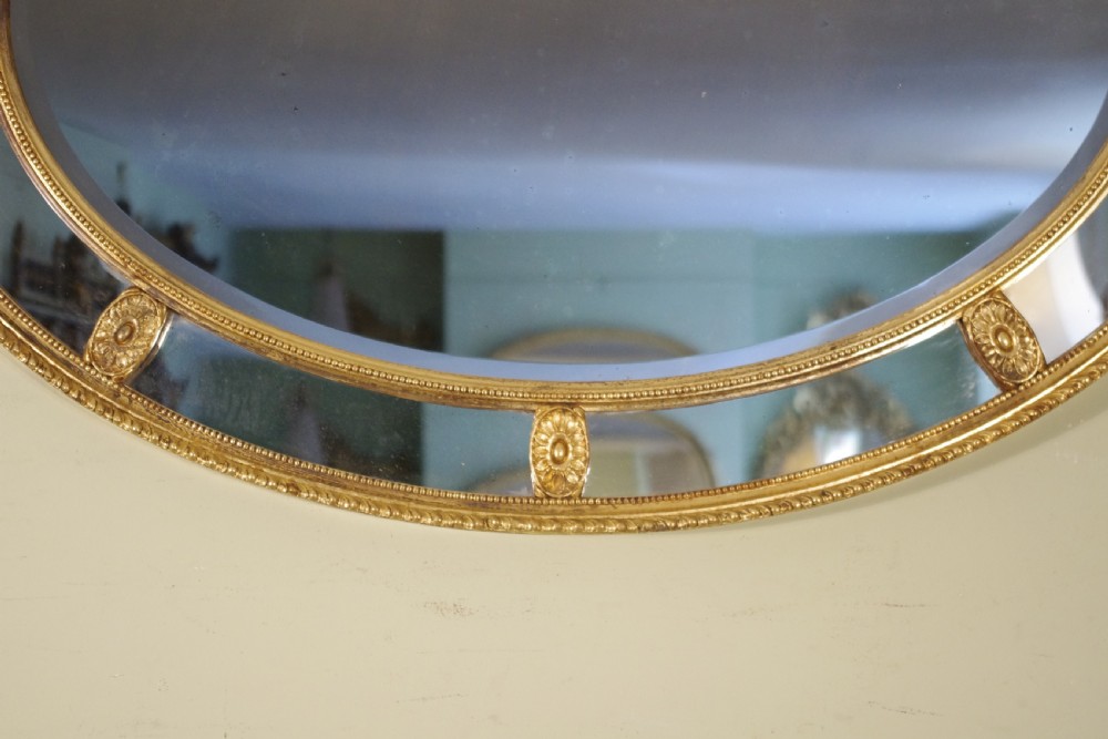 English Victorian Gilt Large Oval Marginal Overmantle Wall Mirror View IV