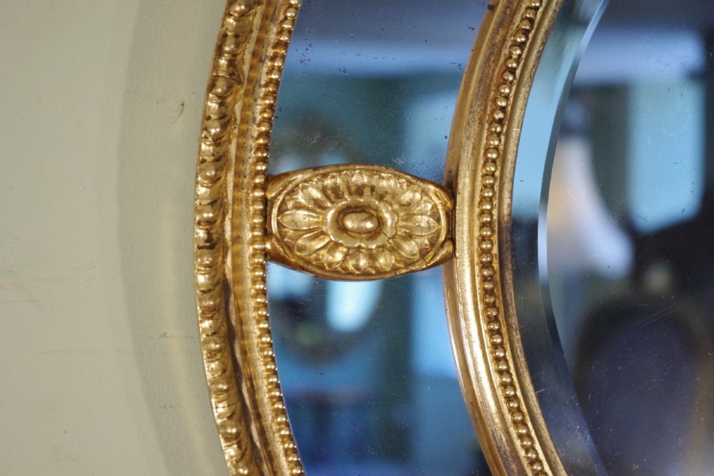 English Victorian Gilt Large Oval Marginal Overmantle Wall Mirror View VI