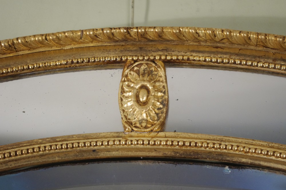 English Victorian Gilt Large Oval Marginal Overmantle Wall Mirror View VII