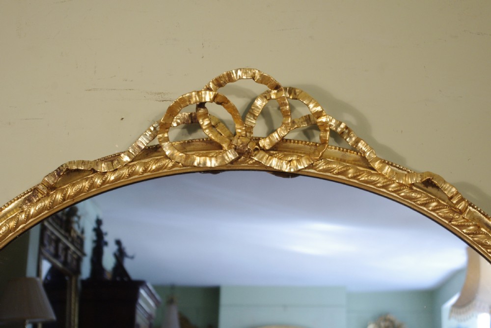 English Victorian Gilt Large Oval Overmantle Mirror View IV