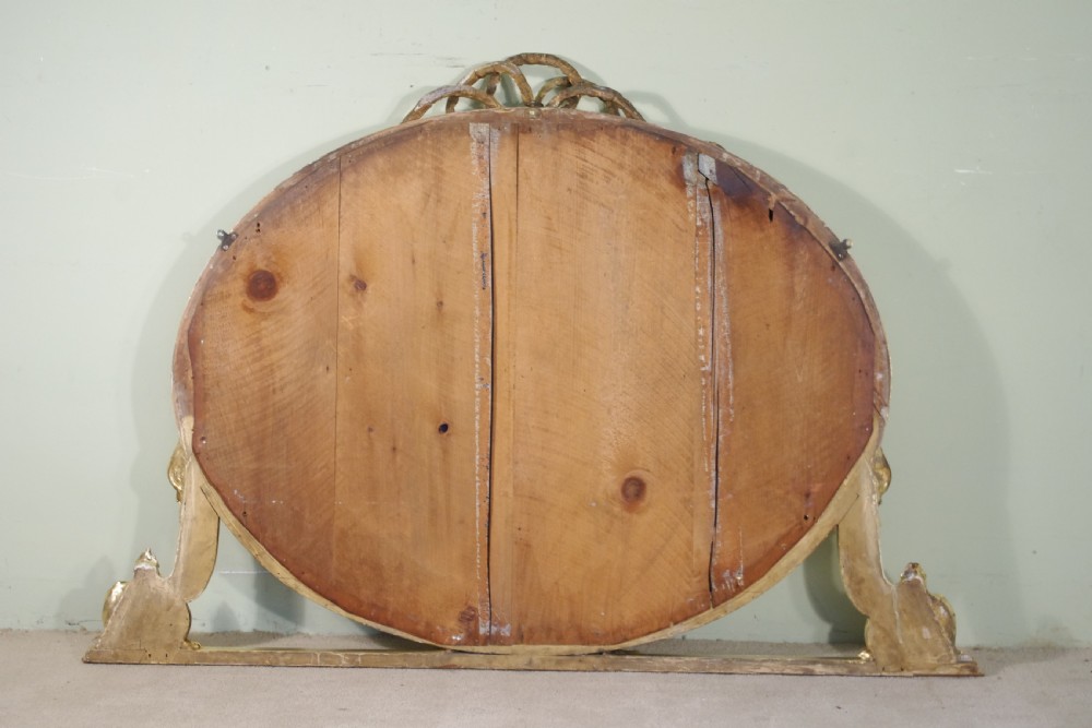 English Victorian Gilt Large Oval Overmantle Mirror View X
