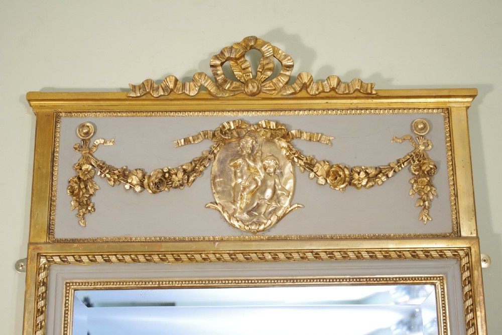 French Painted and Parcel-Gilt Large Trumeau/Overmantle Mirror View II