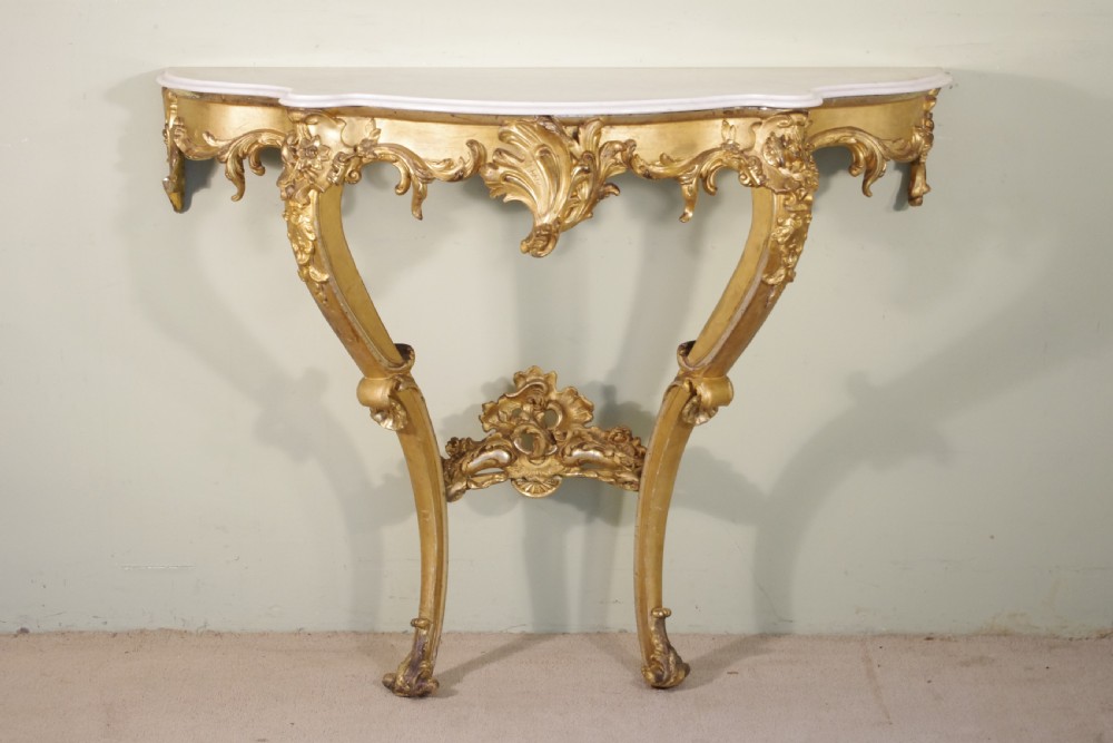 19th Century French Gilt Console Table with Marble Top View II