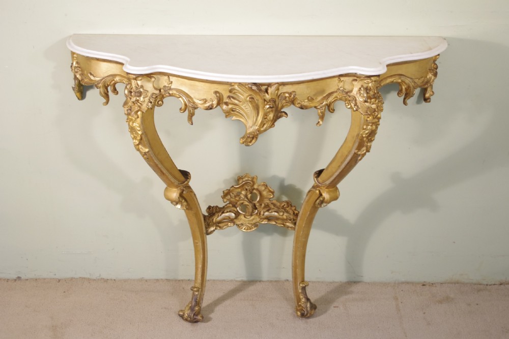 19th Century French Gilt Console Table with Marble Top View III