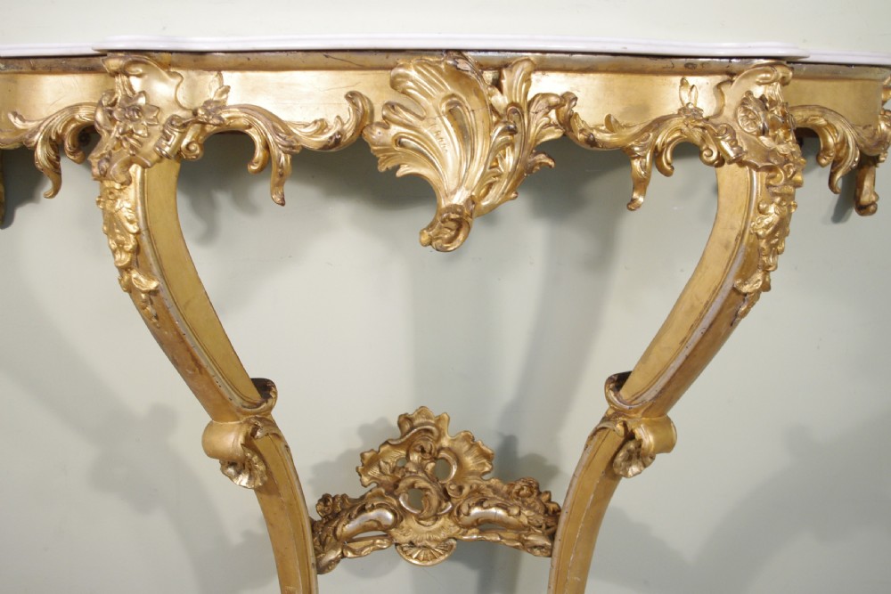 19th Century French Gilt Console Table with Marble Top View VII
