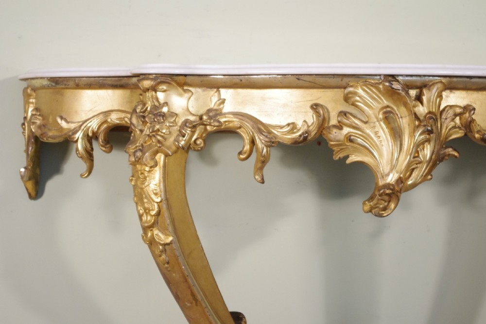 19th Century French Gilt Console Table with Marble Top View VIII
