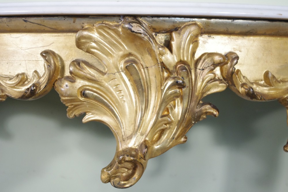 19th Century French Gilt Console Table with Marble Top View X