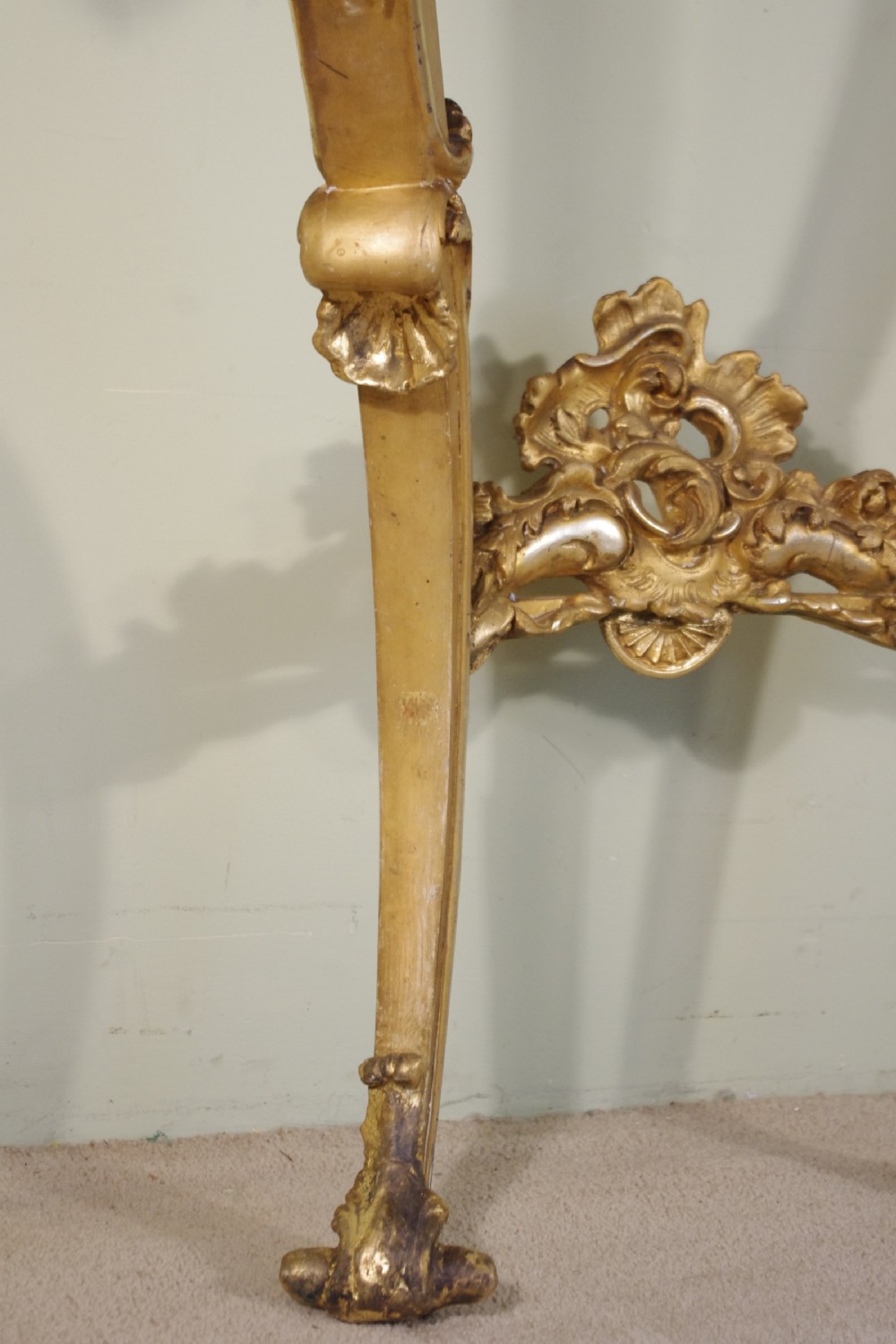 19th Century French Gilt Console Table with Marble Top View XII
