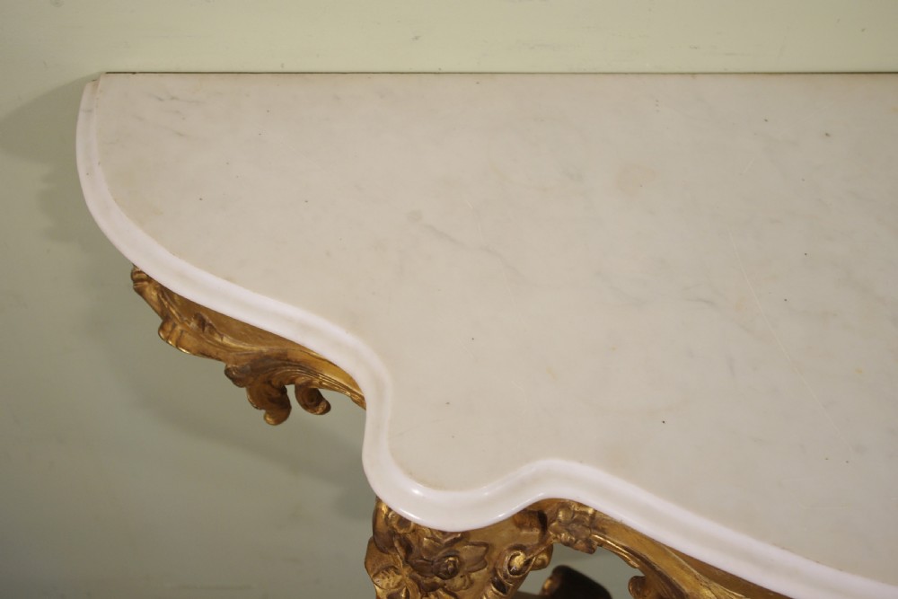 19th Century French Gilt Console Table with Marble Top View XIII