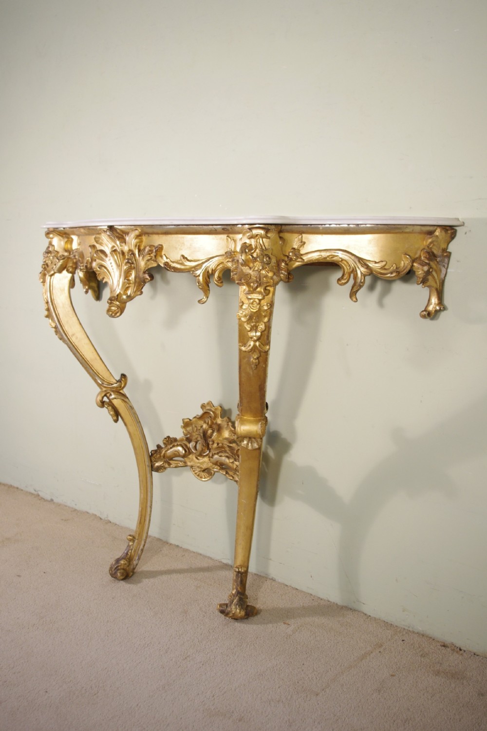19th Century French Gilt Console Table with Marble Top View XIV