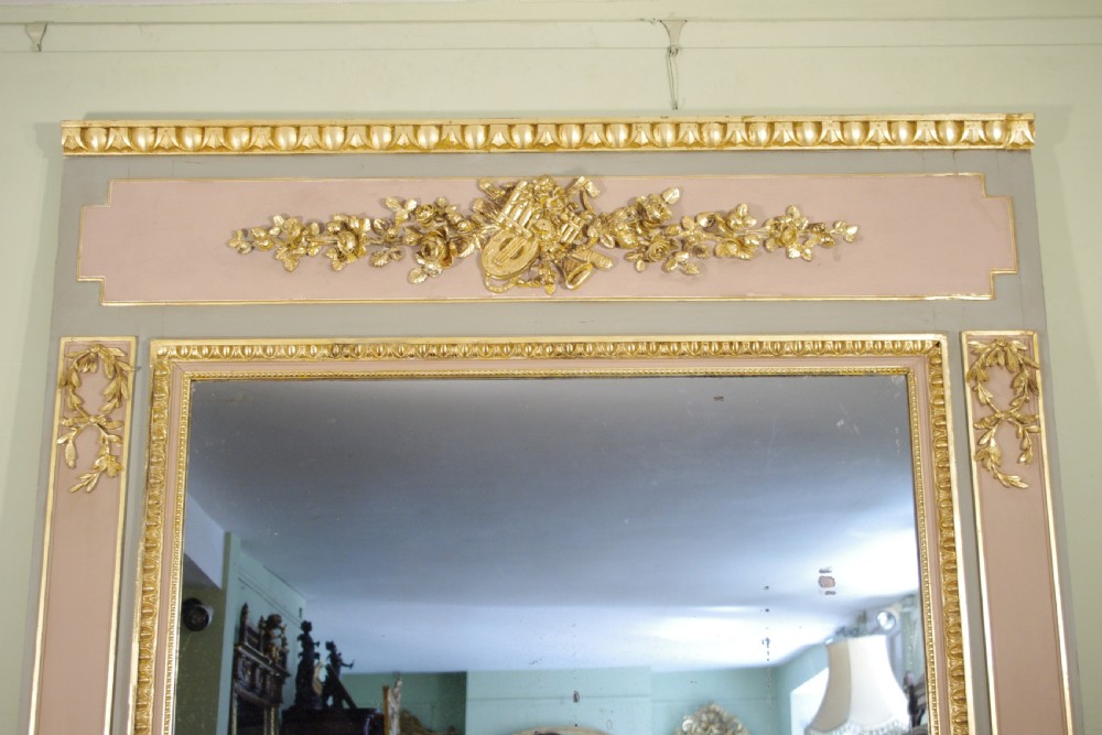 French Painted and Parcel-Gilt Large Trumeau/Overmantle Mirror View II