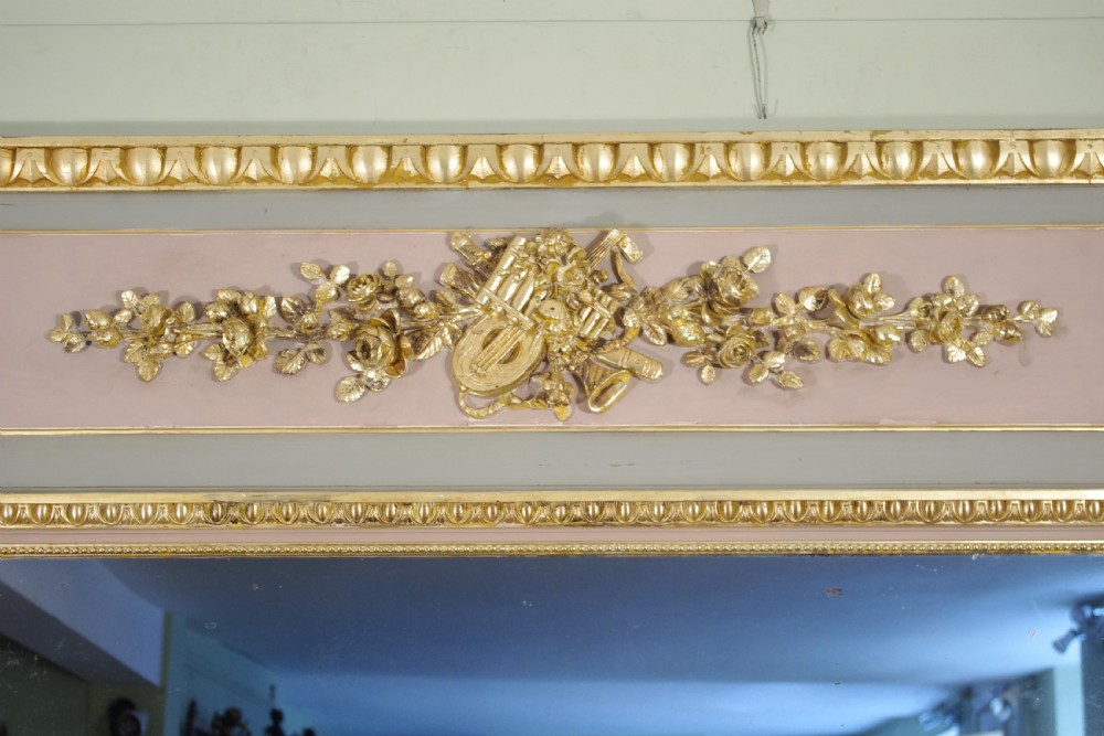French Painted and Parcel-Gilt Large Trumeau/Overmantle Mirror View V