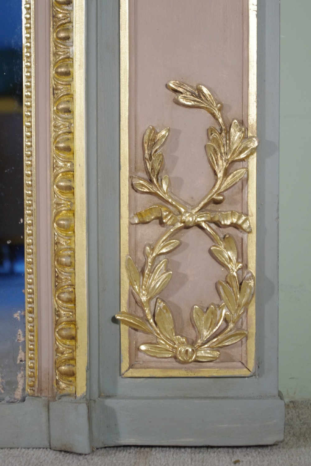 French Painted and Parcel-Gilt Large Trumeau/Overmantle Mirror View X