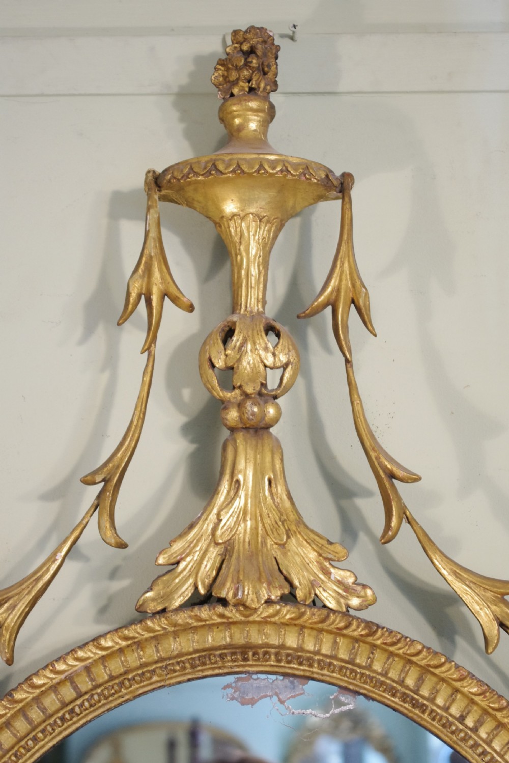 English Victorian Gilt Oval Adam Style Wall Mirror View IV