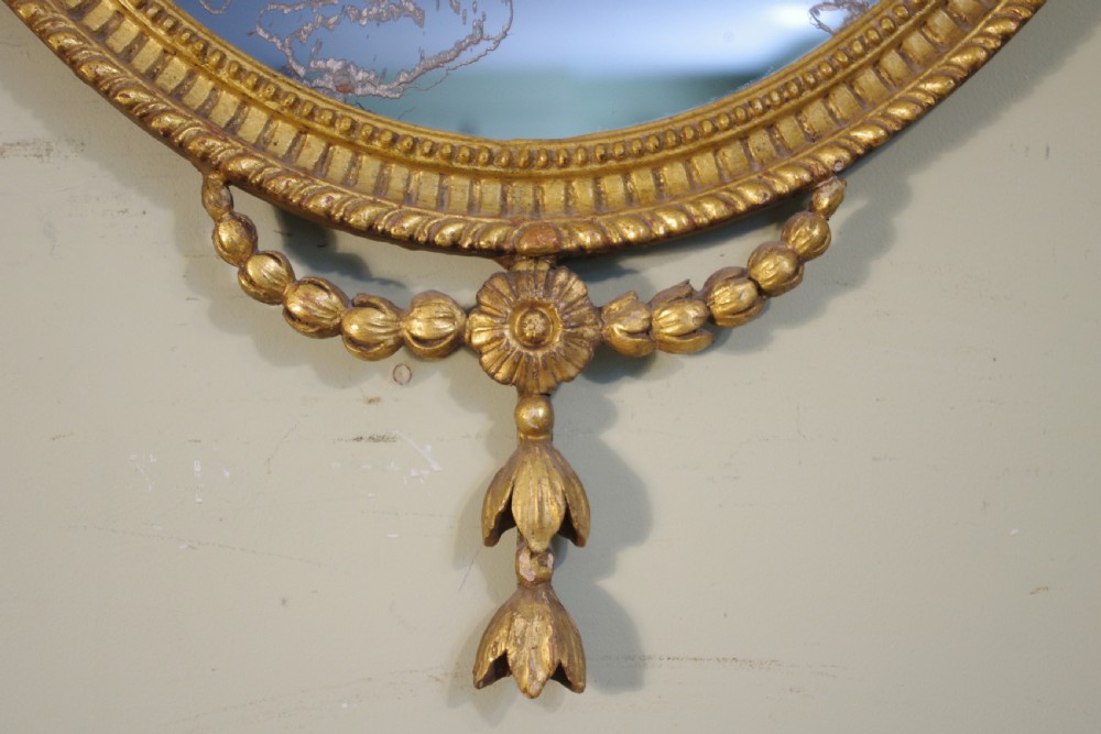 English Victorian Gilt Oval Adam Style Wall Mirror View V